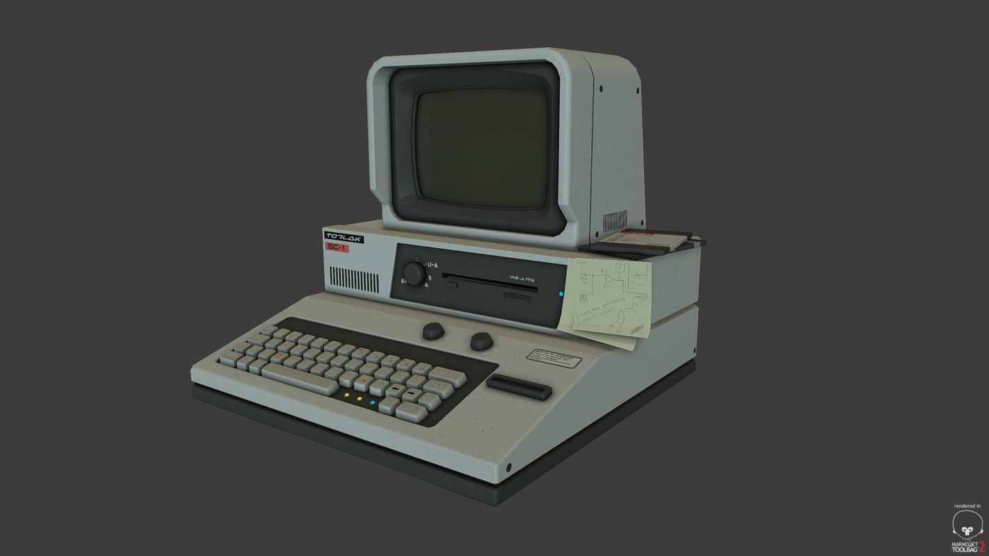 Retro Sci-Fi Computer Low-poly 3D model_8