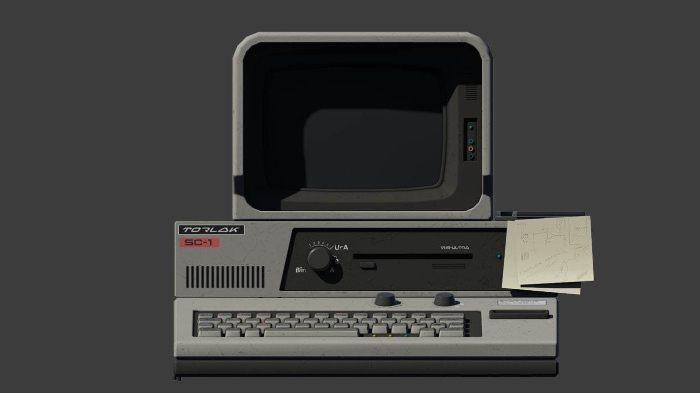 Retro Sci-Fi Computer Low-poly 3D model_7