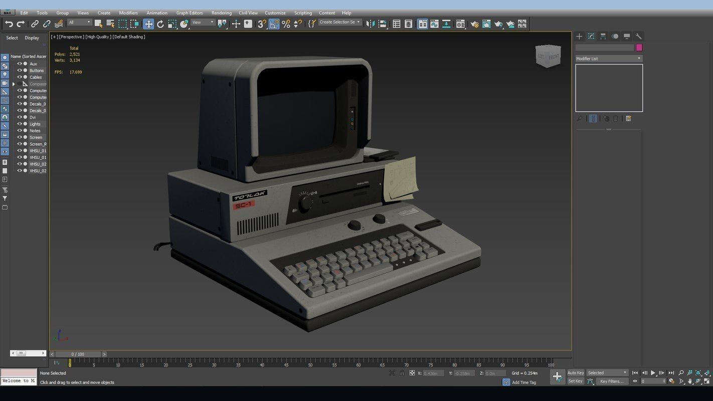 Retro Sci-Fi Computer Low-poly 3D model_21
