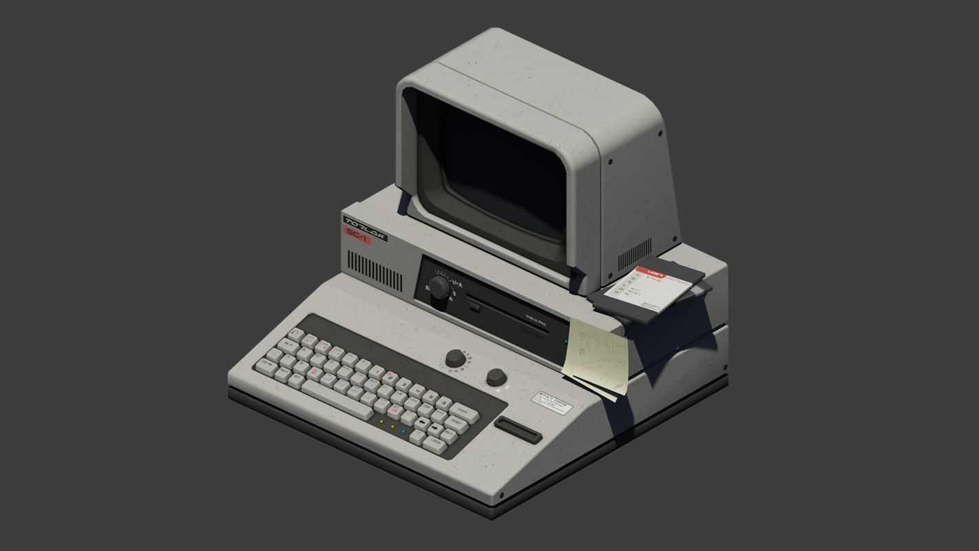 Retro Sci-Fi Computer Low-poly 3D model_6