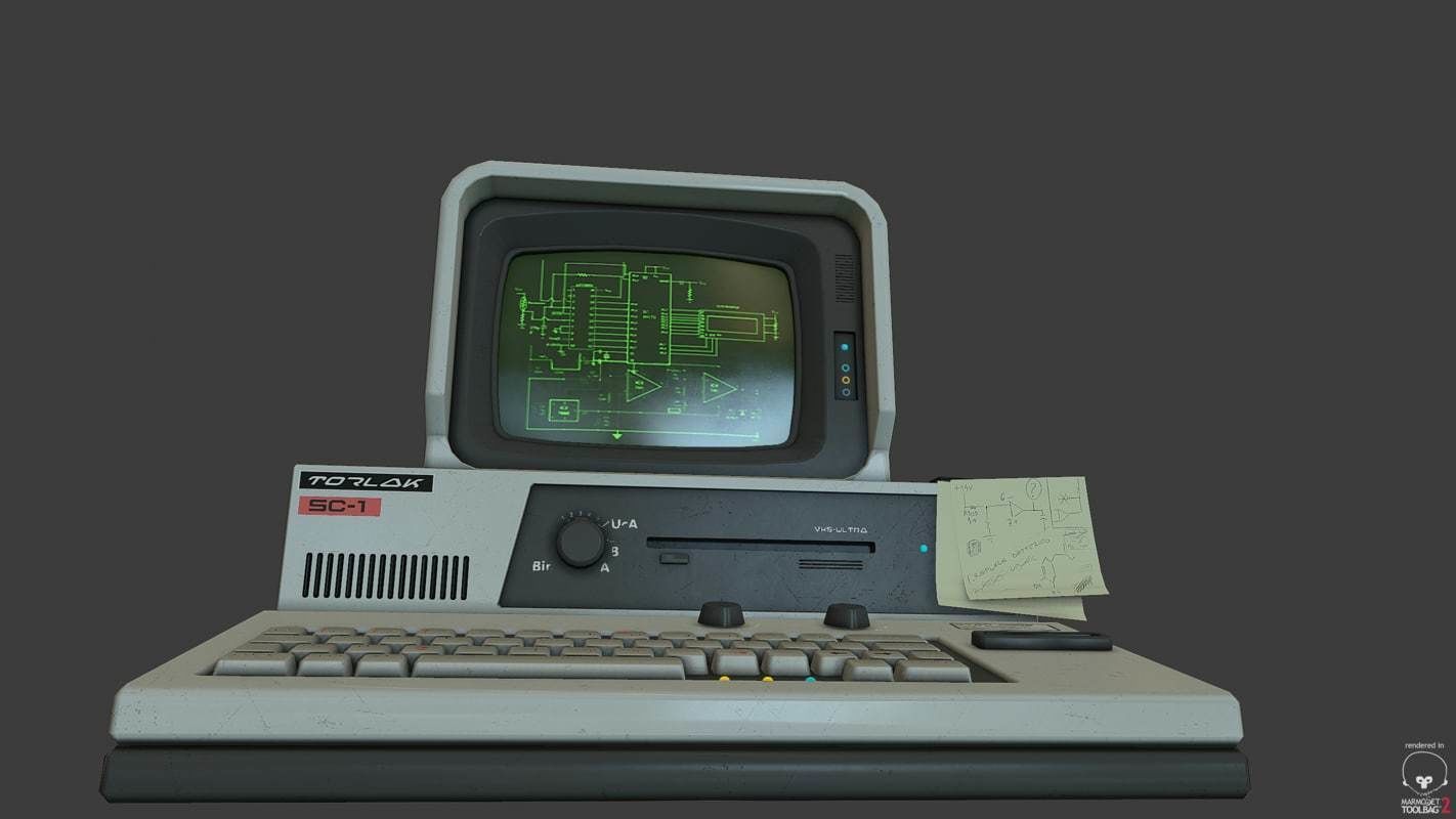 Retro Sci-Fi Computer Low-poly 3D model_13