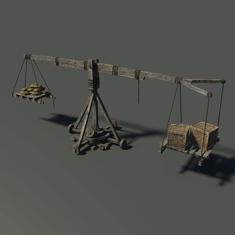 Old Wooden Crane Low-poly 3D model_2
