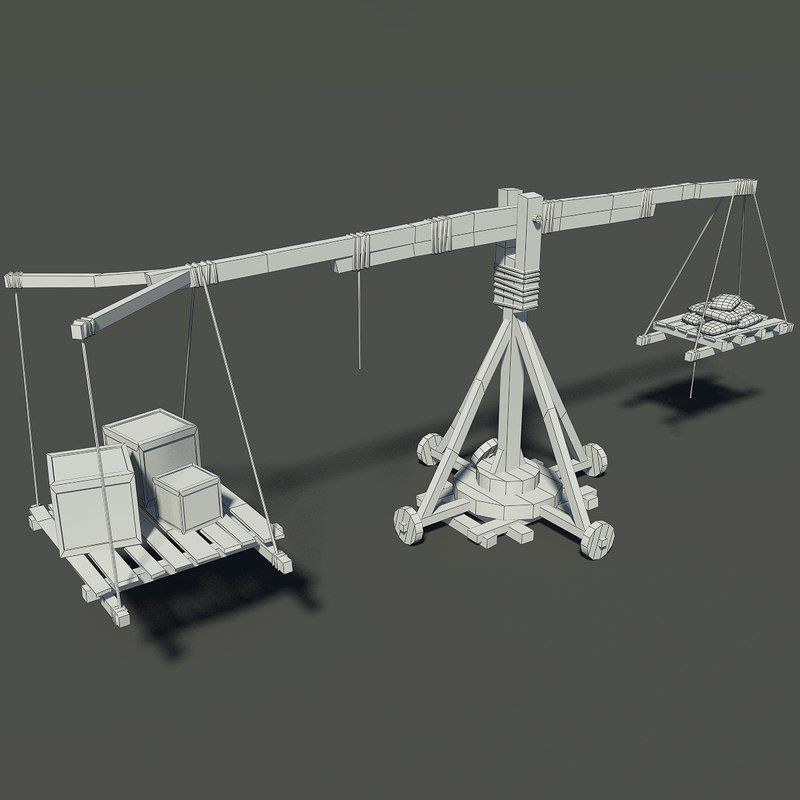 Old Wooden Crane Low-poly 3D model_6