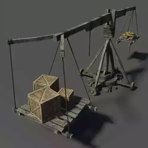 Old Wooden Crane Low-poly 3D model