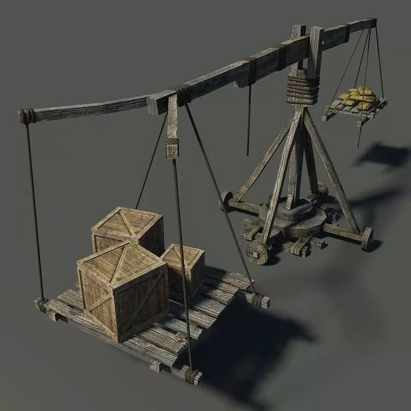 Old Wooden Crane Low-poly 3D model_0
