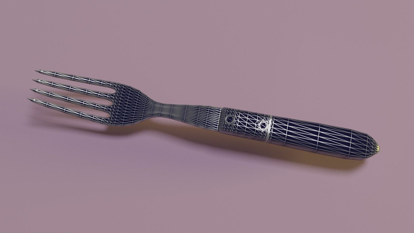 Metal fork  3D model_3