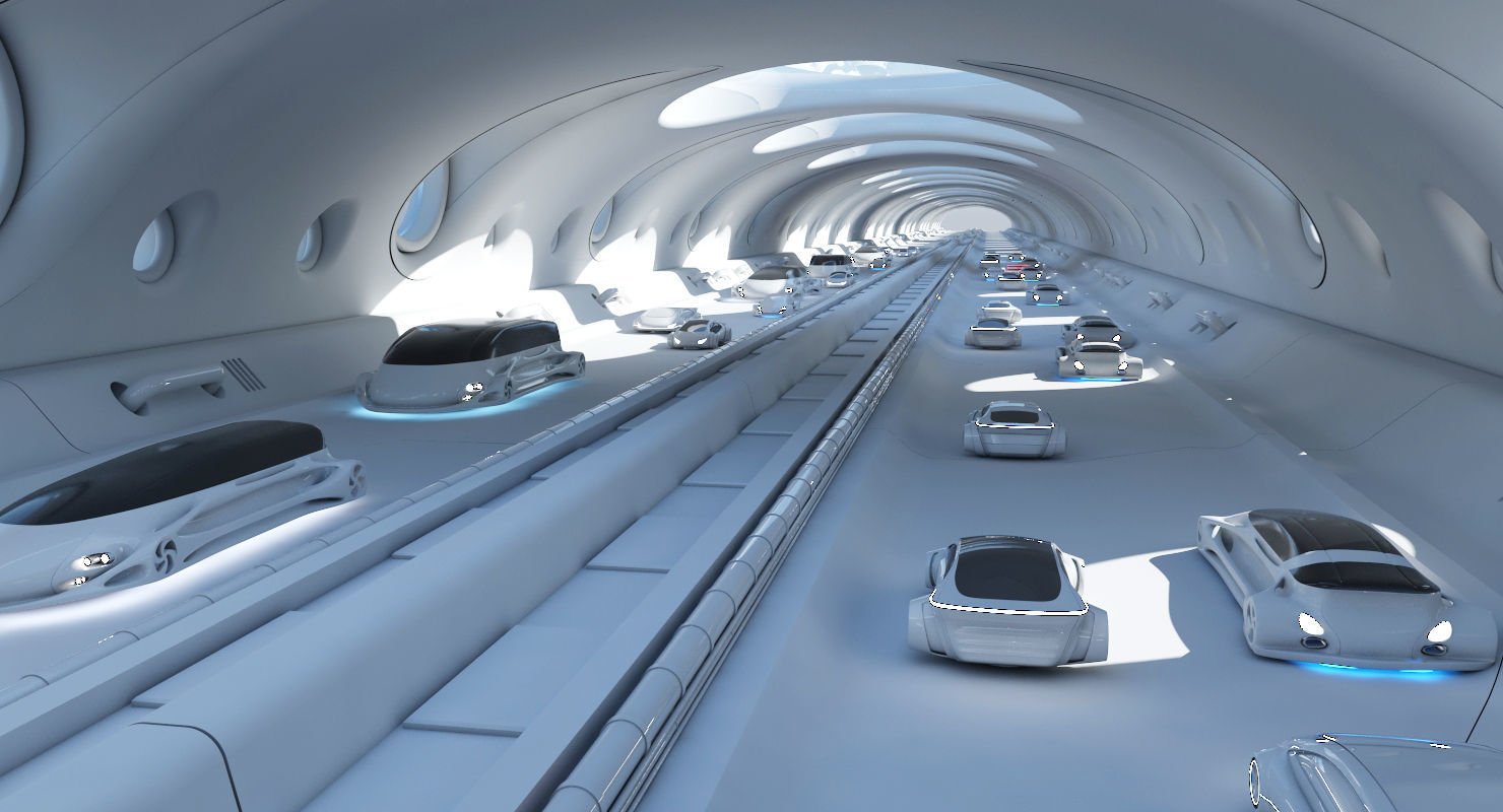Futuristic Tunnel With Cars 325 3D model_5