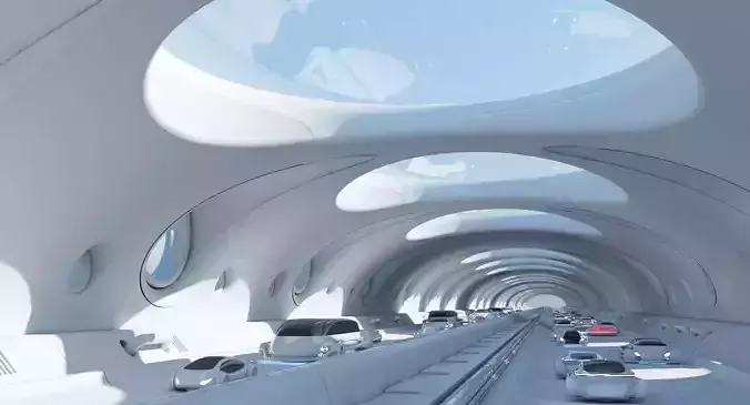 Futuristic Tunnel With Cars 325 3D model