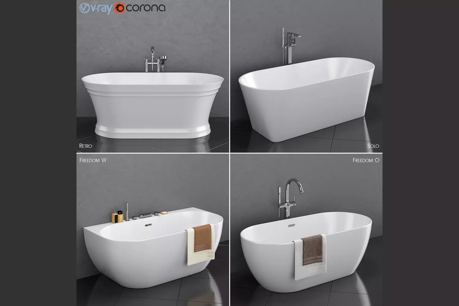 Set of freestanding baths RAVAK set 35 3D model