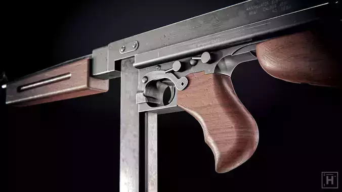 M1A1 Submachine Gun Free low-poly 3D model