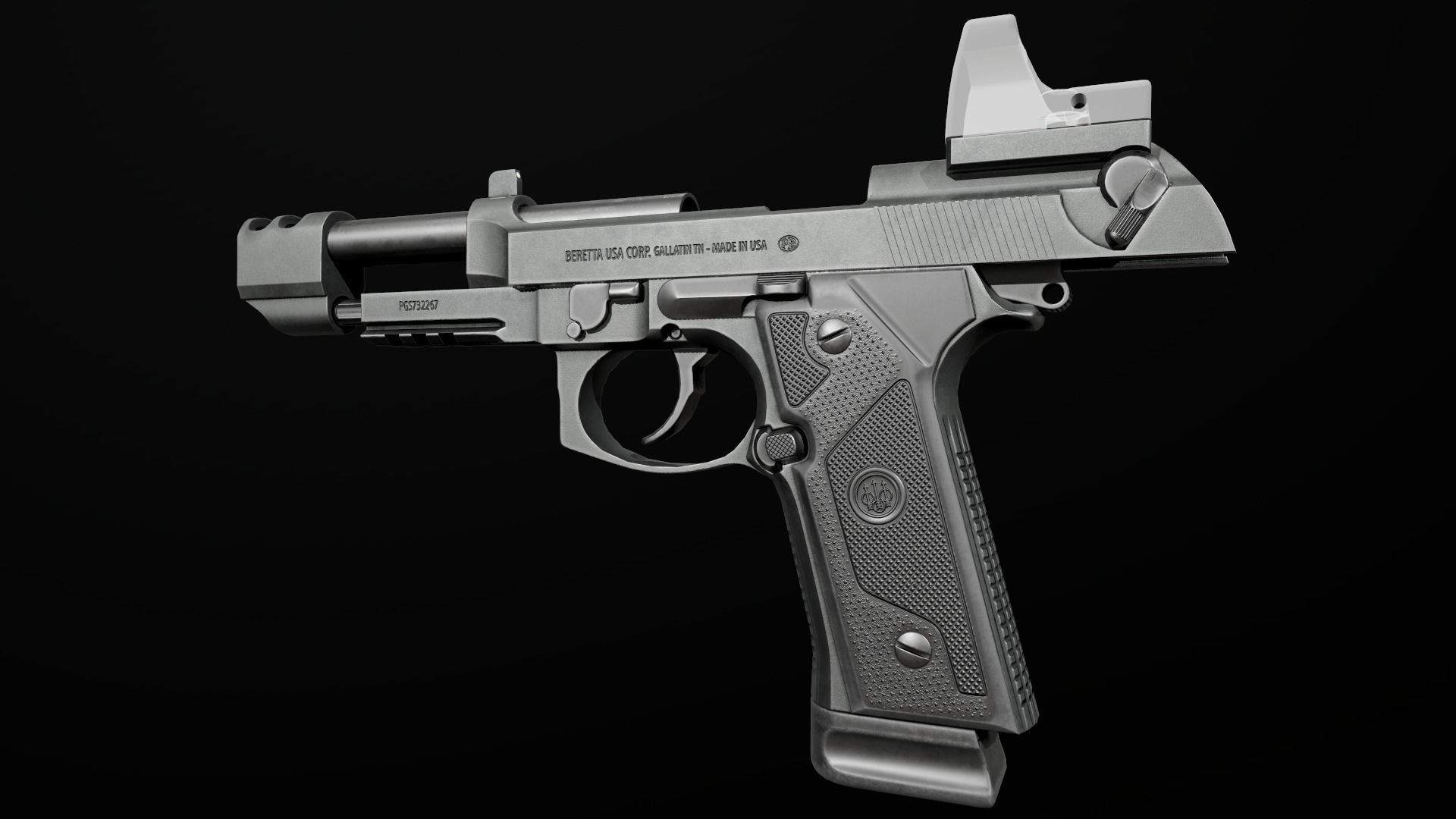 Beretta M9A3 9MM Handgun Low-poly 3D model_38
