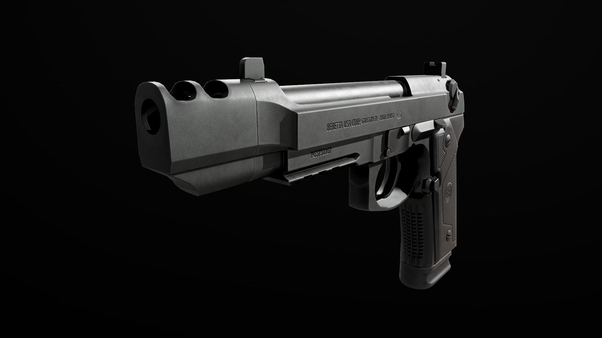 Beretta M9A3 9MM Handgun Low-poly 3D model_15