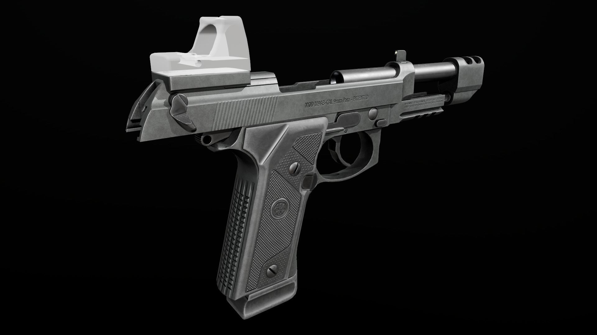 Beretta M9A3 9MM Handgun Low-poly 3D model_44