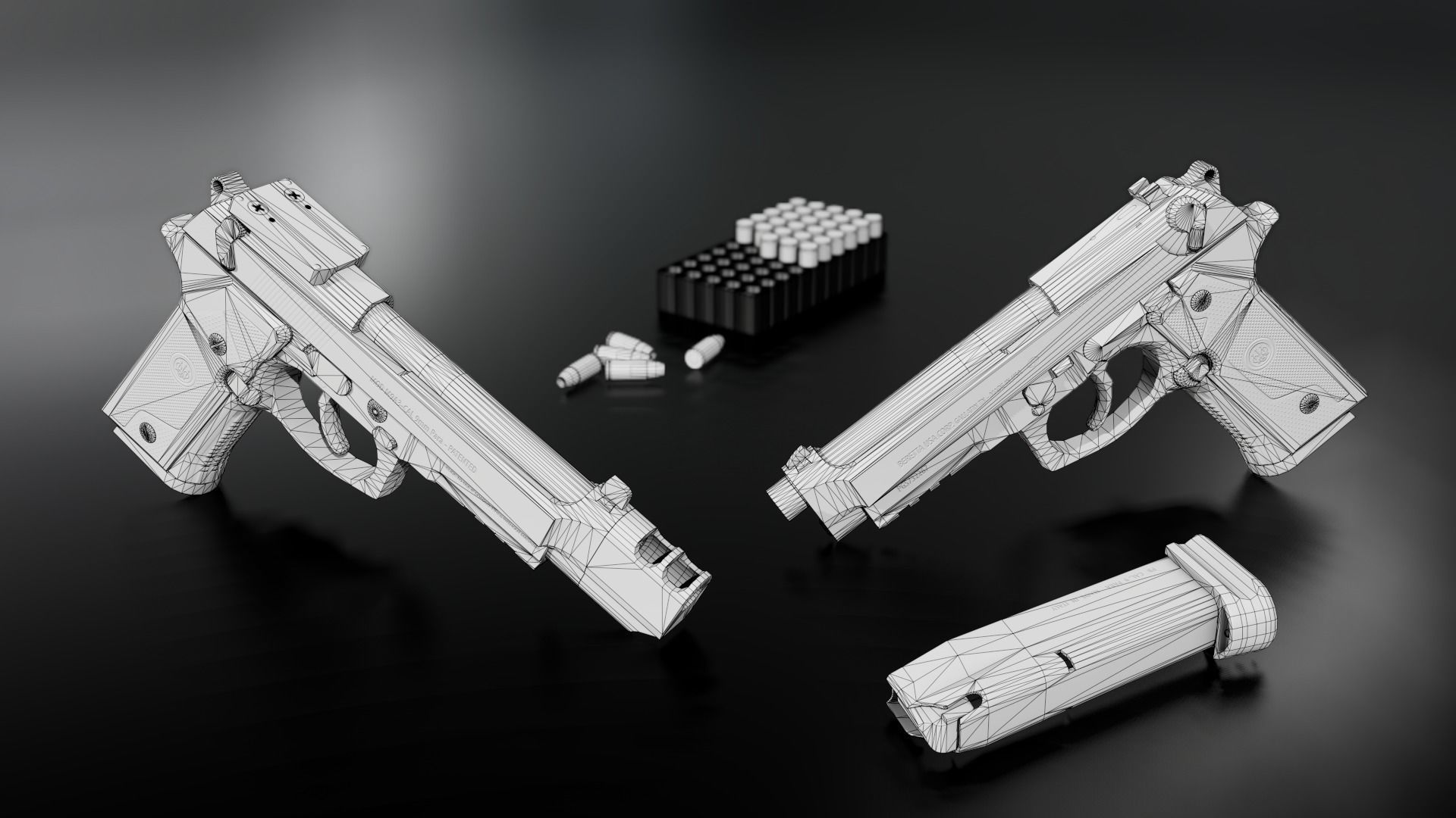 Beretta M9A3 9MM Handgun Low-poly 3D model_2