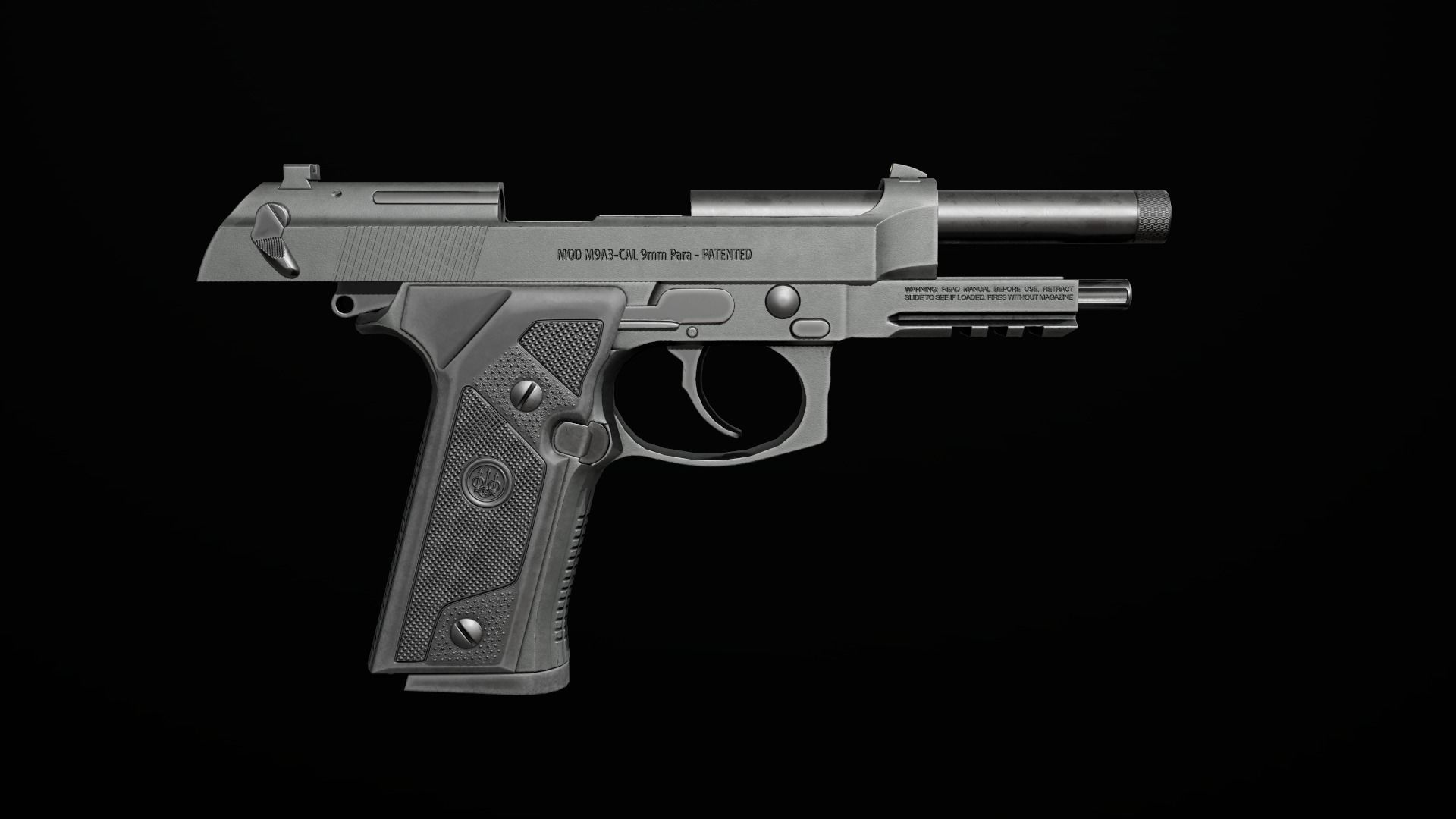 Beretta M9A3 9MM Handgun Low-poly 3D model_6