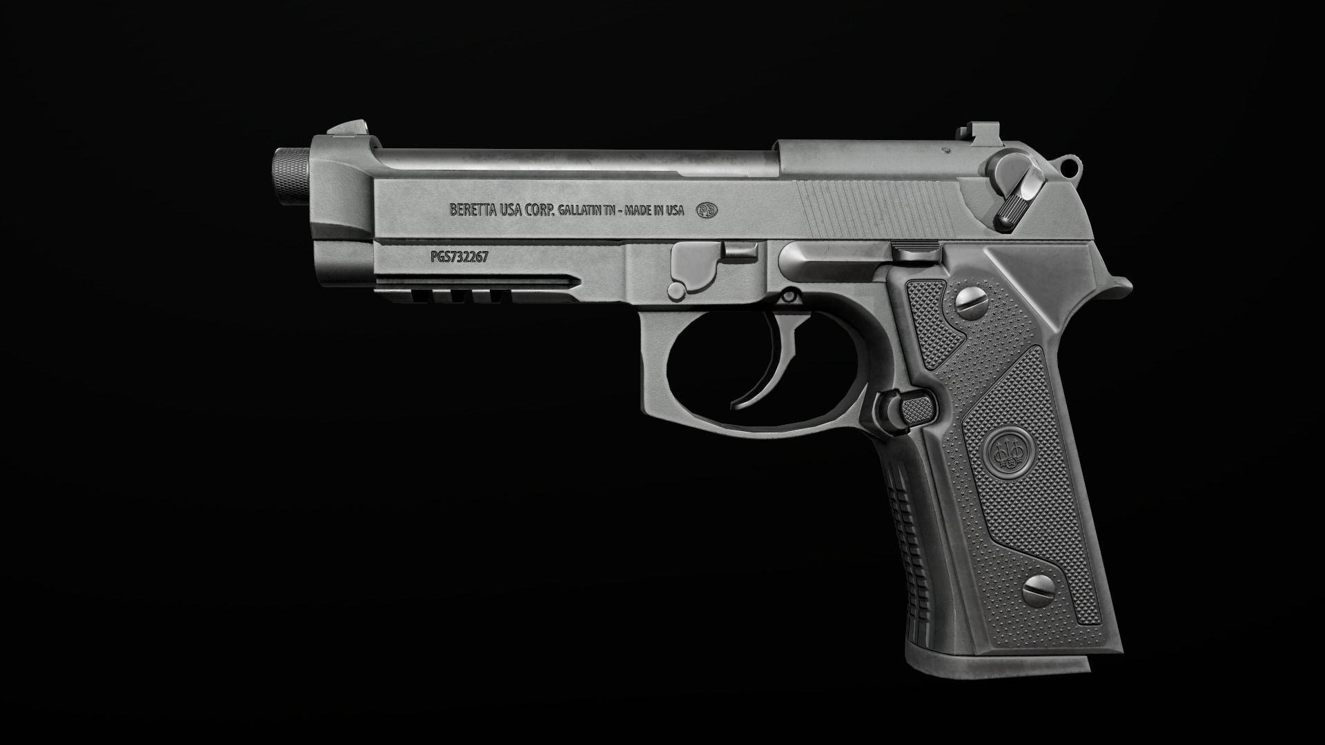 Beretta M9A3 9MM Handgun Low-poly 3D model_16