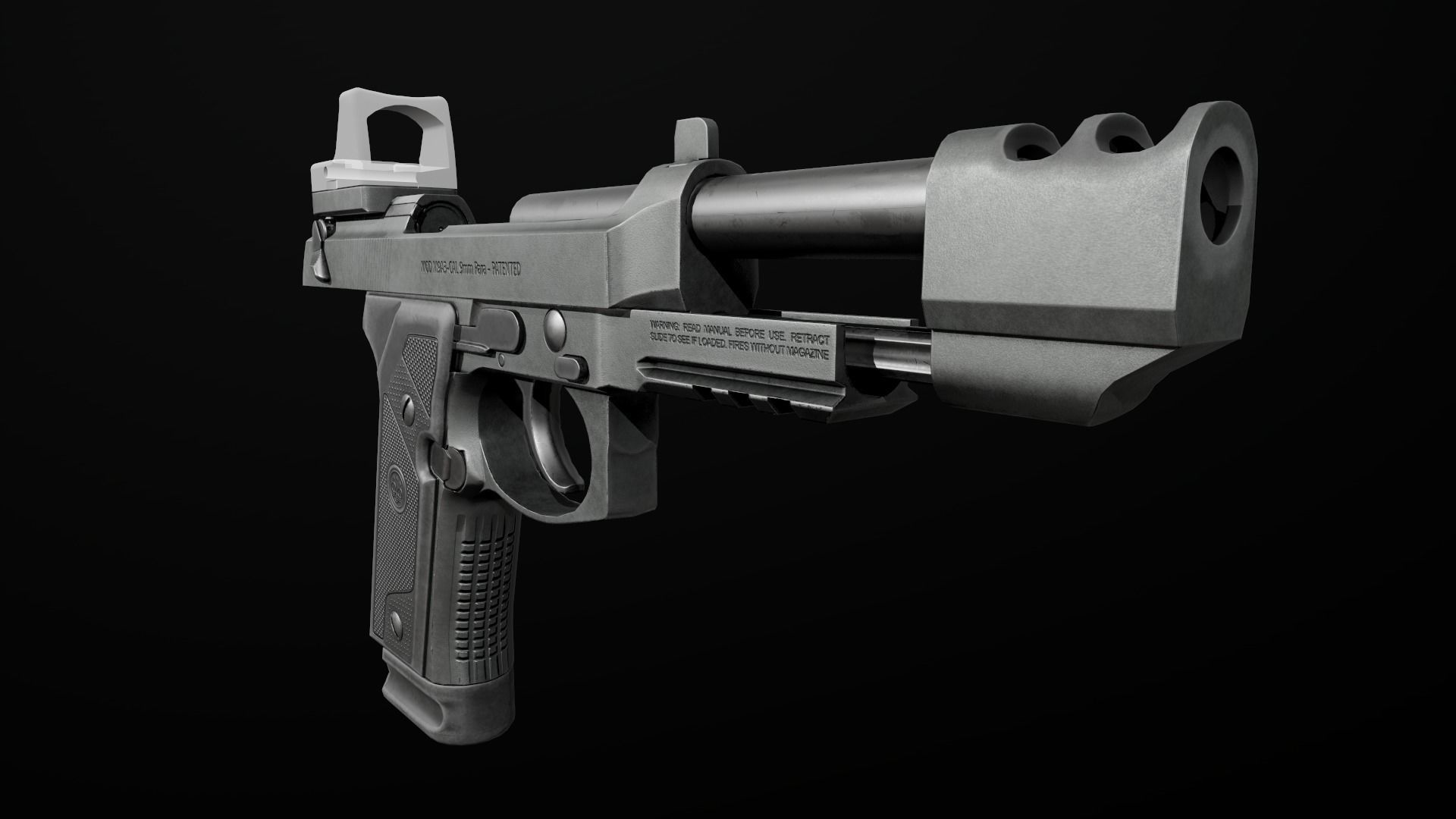 Beretta M9A3 9MM Handgun Low-poly 3D model_29