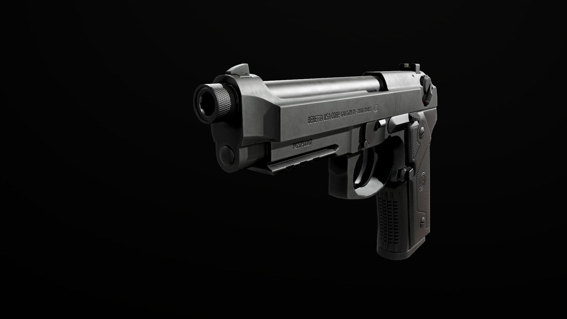 Beretta M9A3 9MM Handgun Low-poly 3D model_14