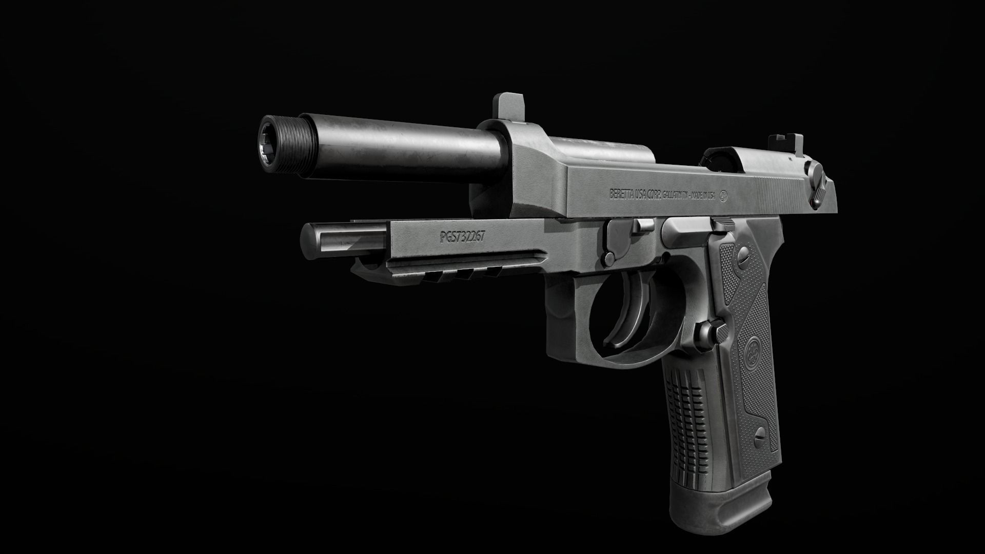 Beretta M9A3 9MM Handgun Low-poly 3D model_34