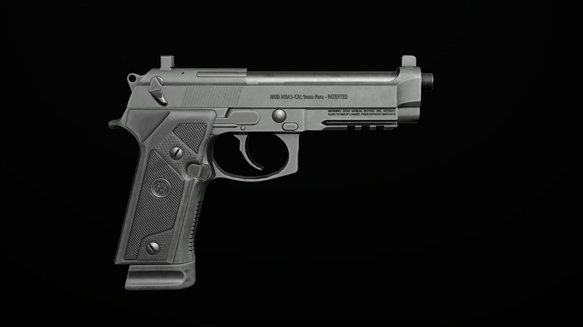 Beretta M9A3 9MM Handgun Low-poly 3D model_4