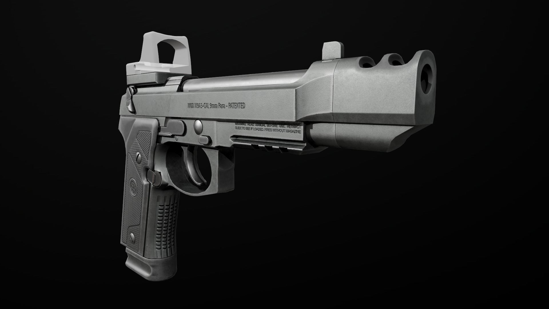 Beretta M9A3 9MM Handgun Low-poly 3D model_11