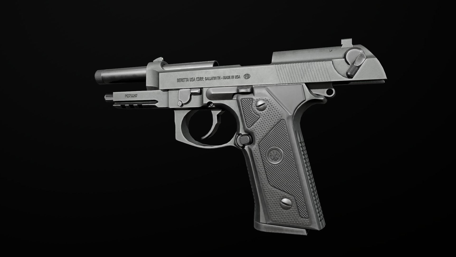 Beretta M9A3 9MM Handgun Low-poly 3D model_36
