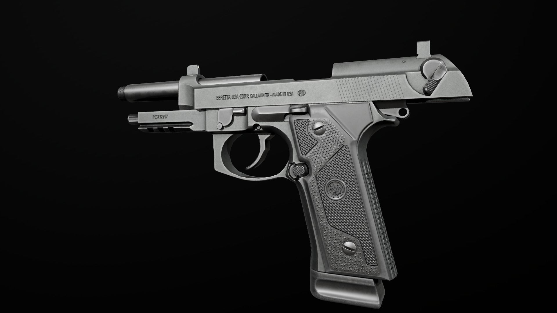 Beretta M9A3 9MM Handgun Low-poly 3D model_37