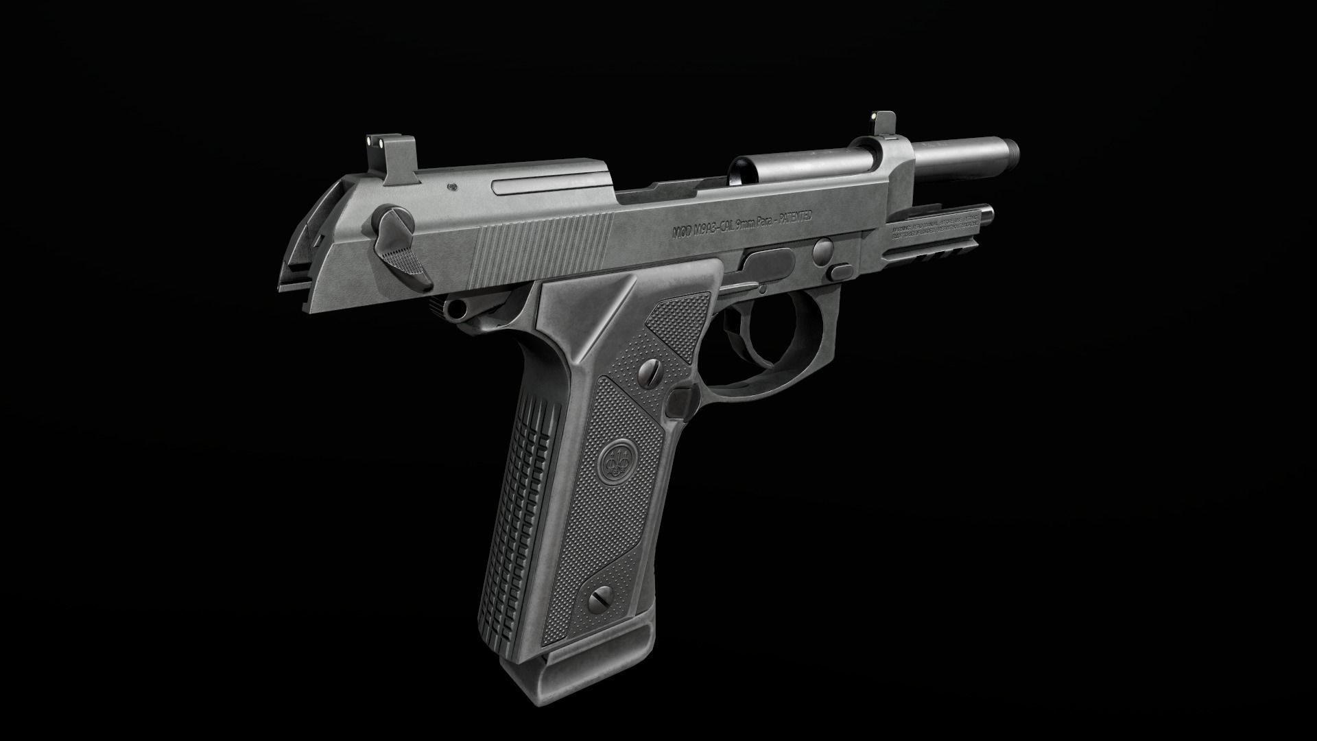 Beretta M9A3 9MM Handgun Low-poly 3D model_43