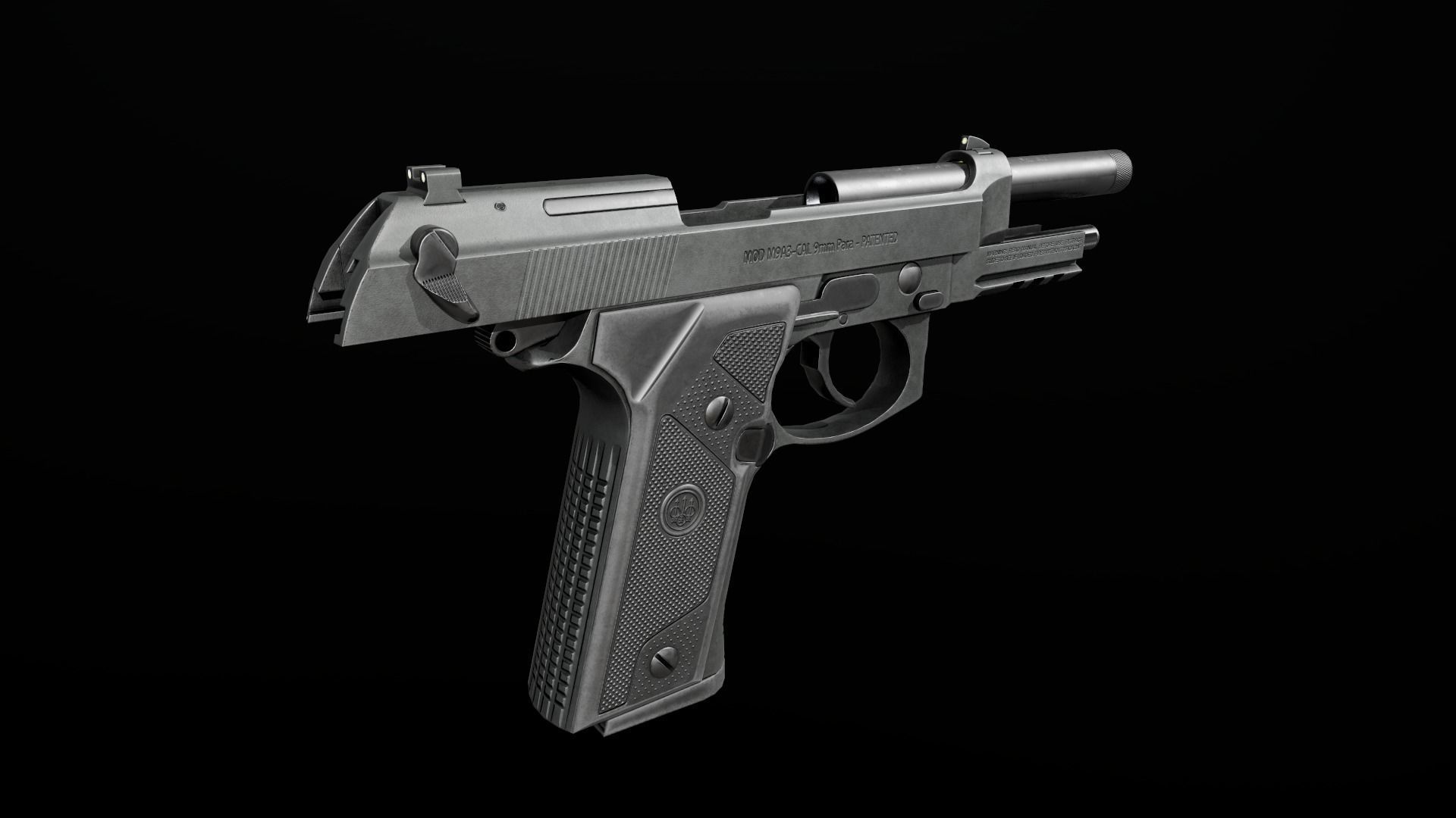 Beretta M9A3 9MM Handgun Low-poly 3D model_42