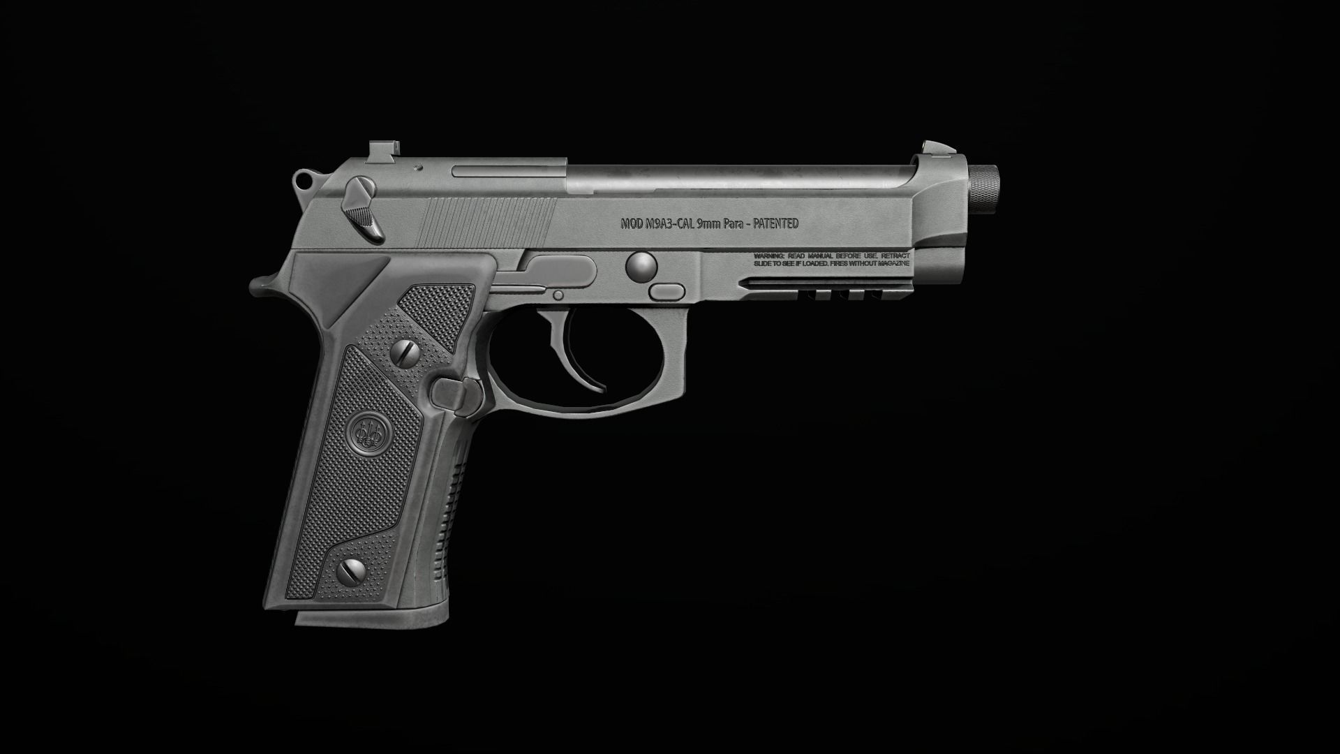 Beretta M9A3 9MM Handgun Low-poly 3D model_3