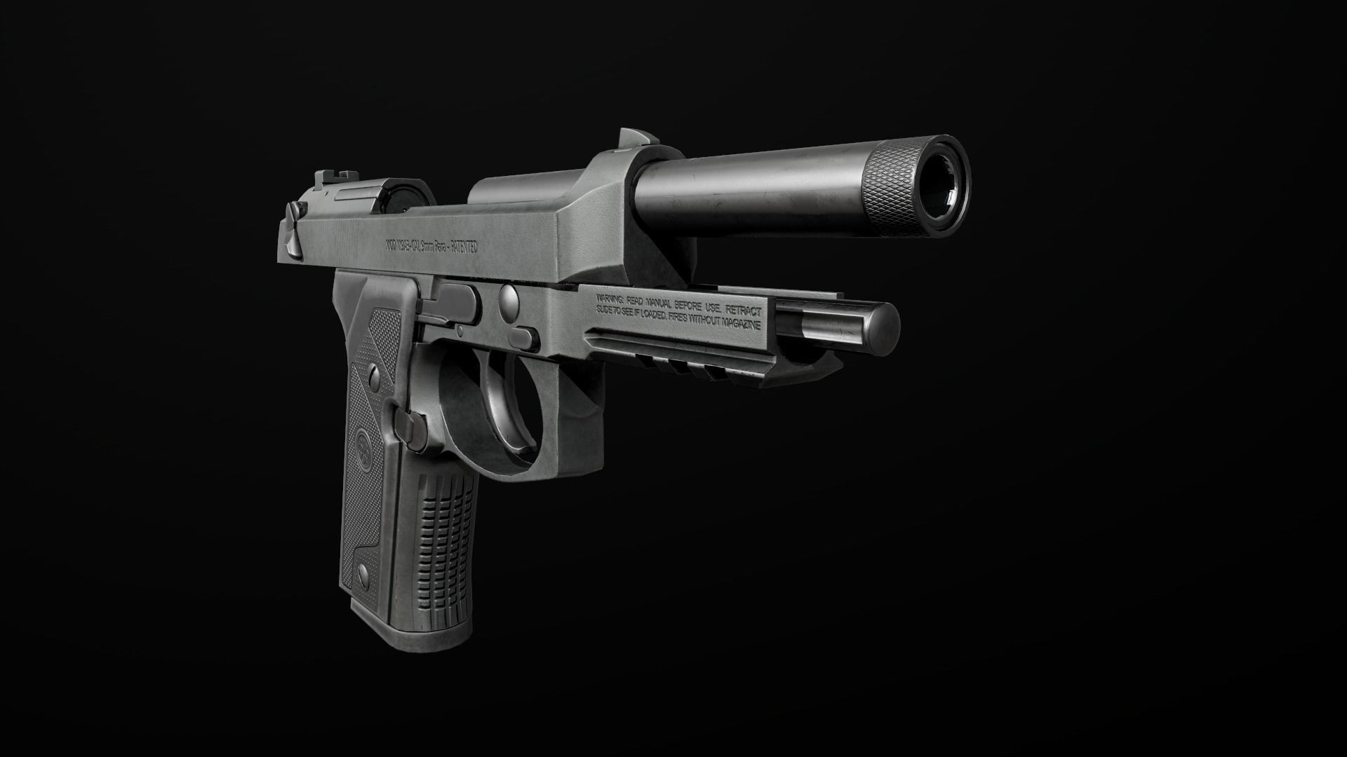 Beretta M9A3 9MM Handgun Low-poly 3D model_27