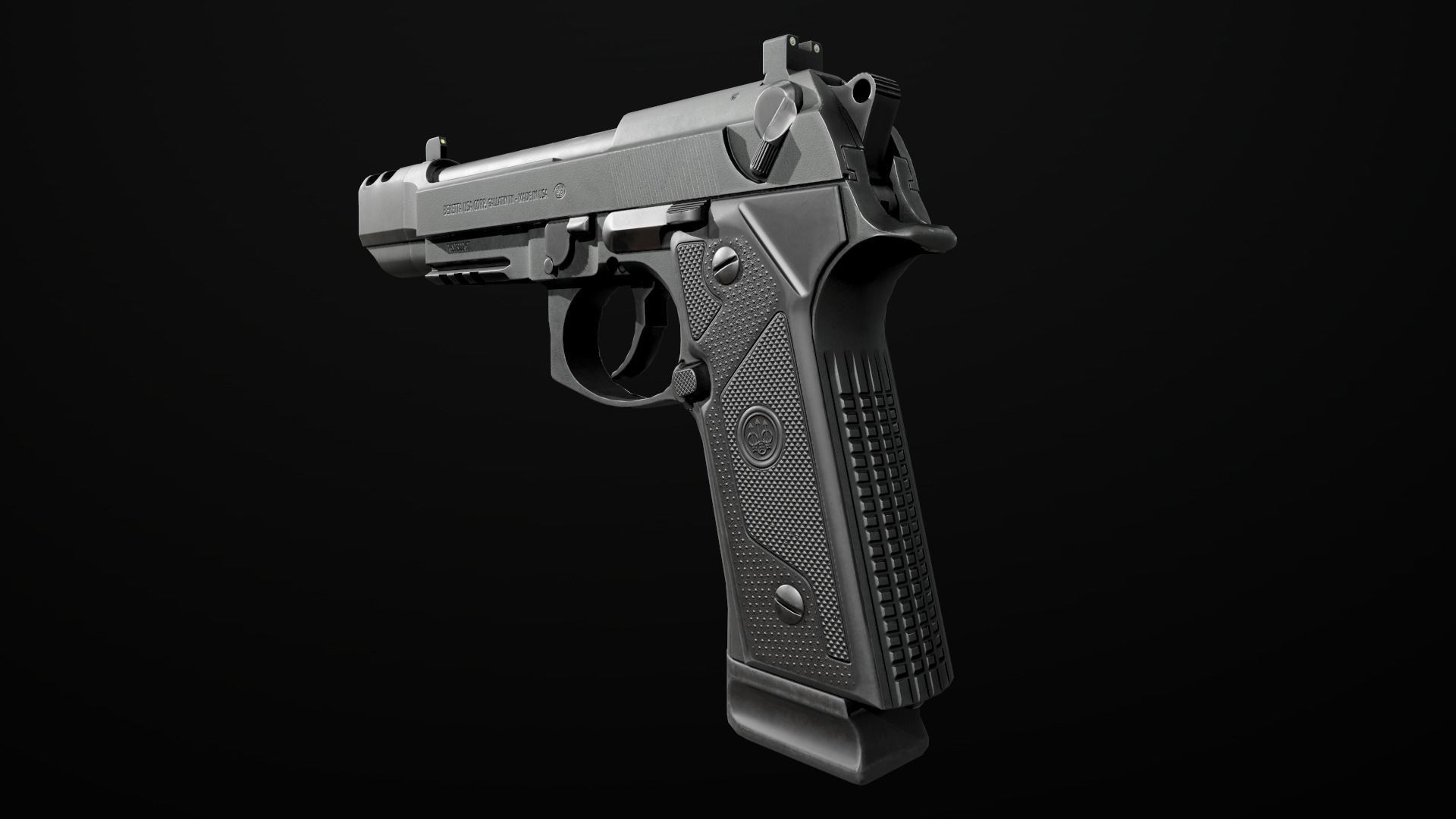Beretta M9A3 9MM Handgun Low-poly 3D model_20