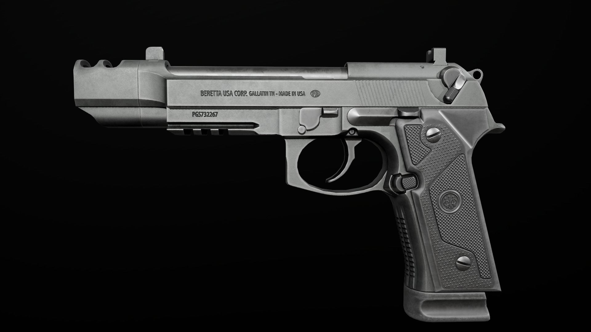 Beretta M9A3 9MM Handgun Low-poly 3D model_17