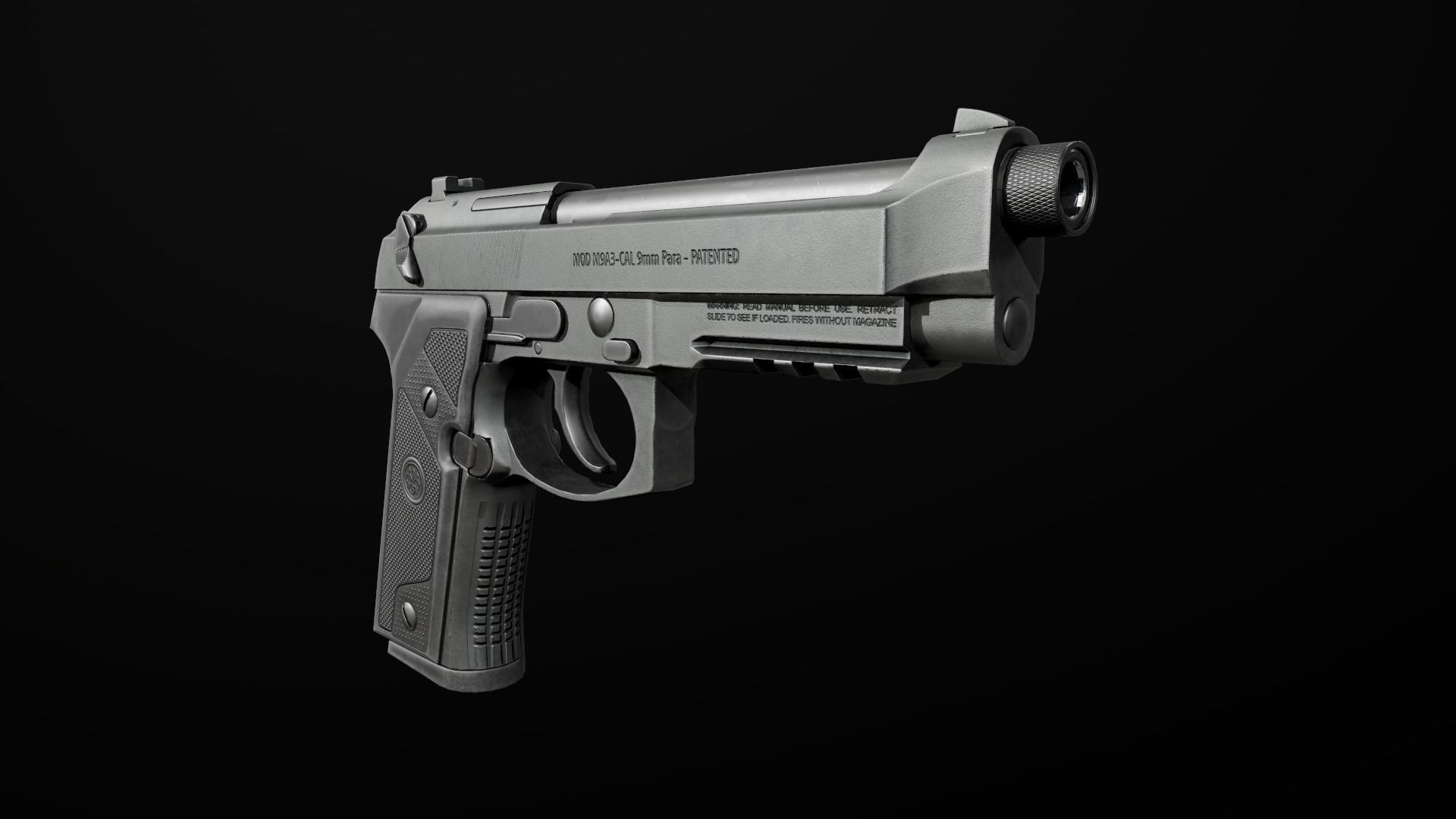 Beretta M9A3 9MM Handgun Low-poly 3D model_9