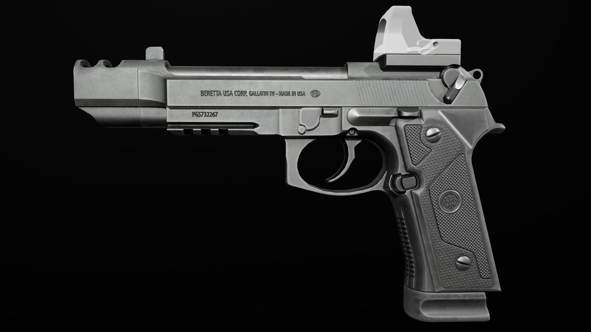 Beretta M9A3 9MM Handgun Low-poly 3D model_18