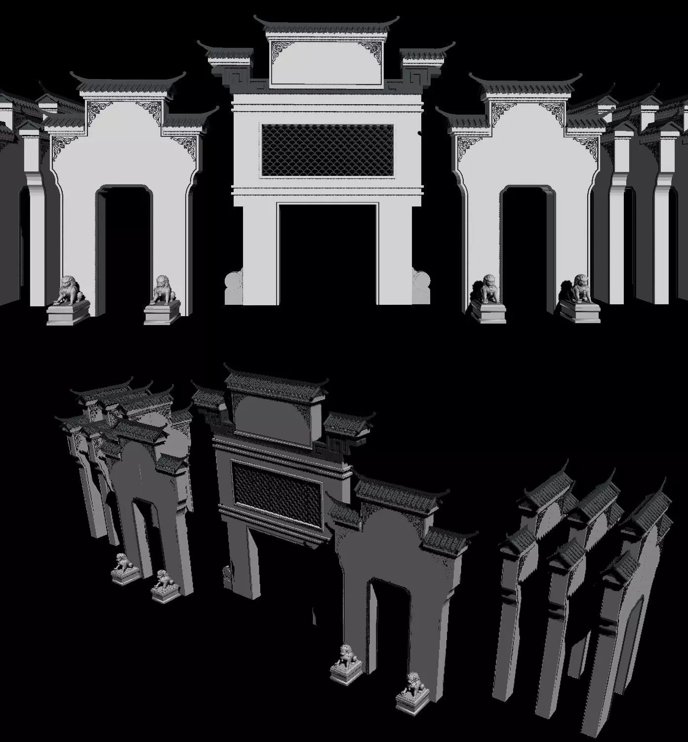 3D MAX Model-Chinese Hui Style Architecture 3D model