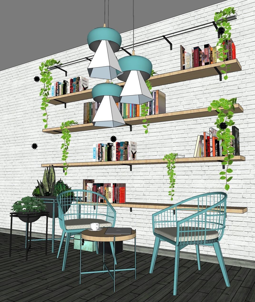 Coffee Corner - Cafe and restaurant interior design 3D model_5