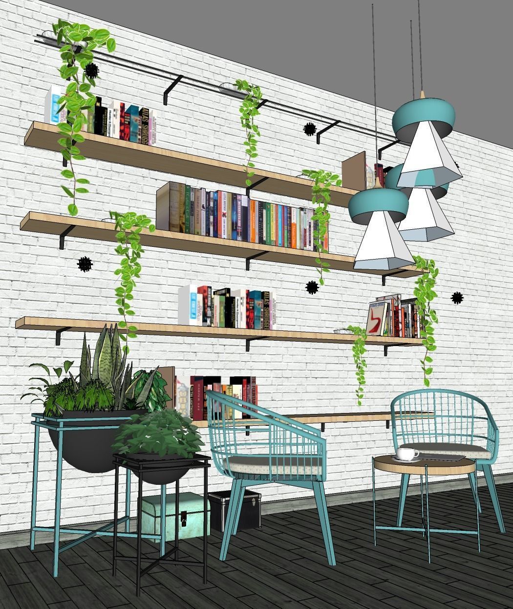 Coffee Corner - Cafe and restaurant interior design 3D model_4
