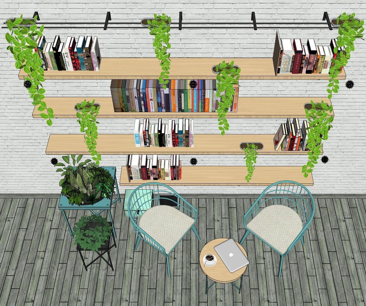 Coffee Corner - Cafe and restaurant interior design 3D model_3