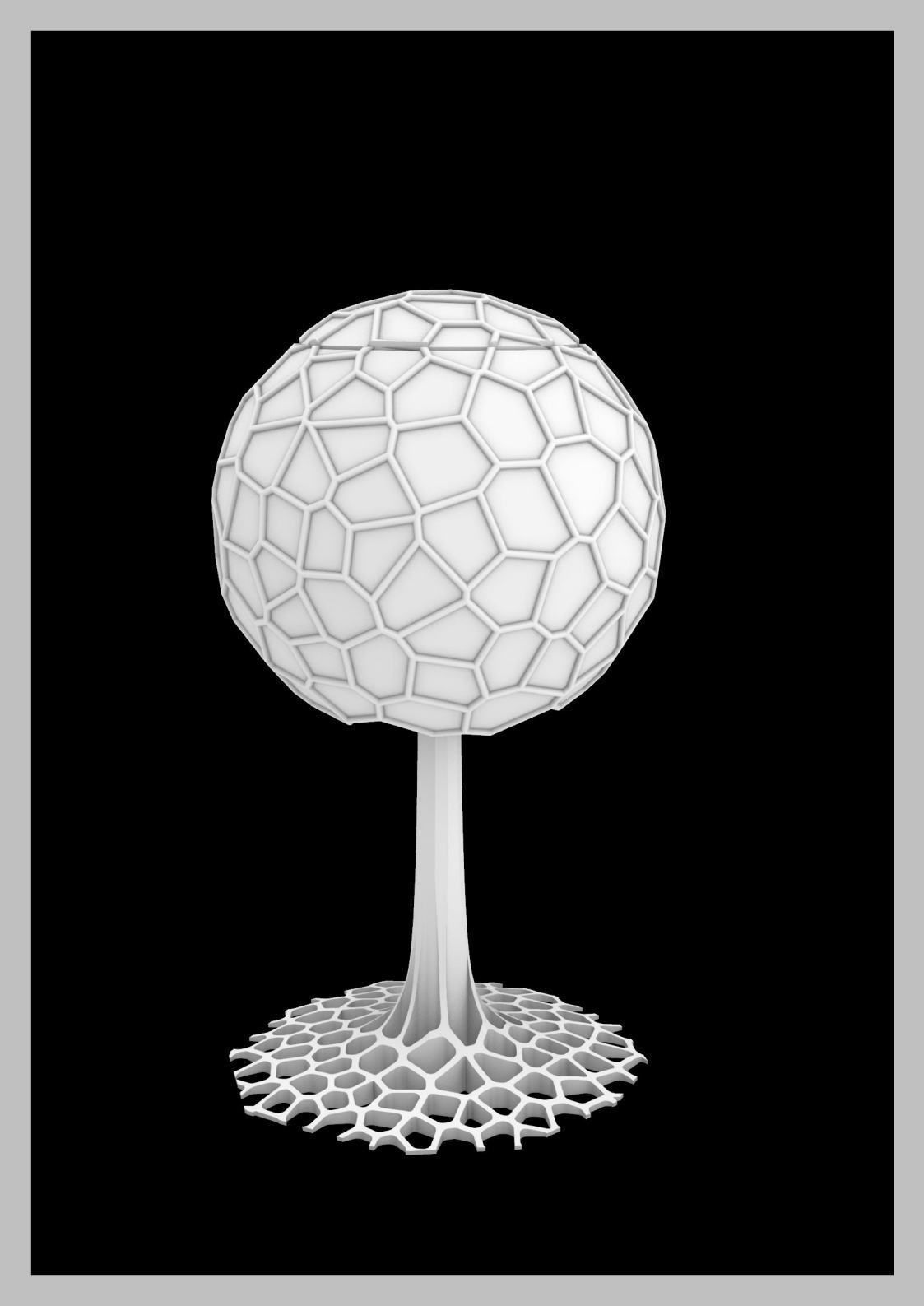 Tree Voronoi Art Lampshade 3D print model_2