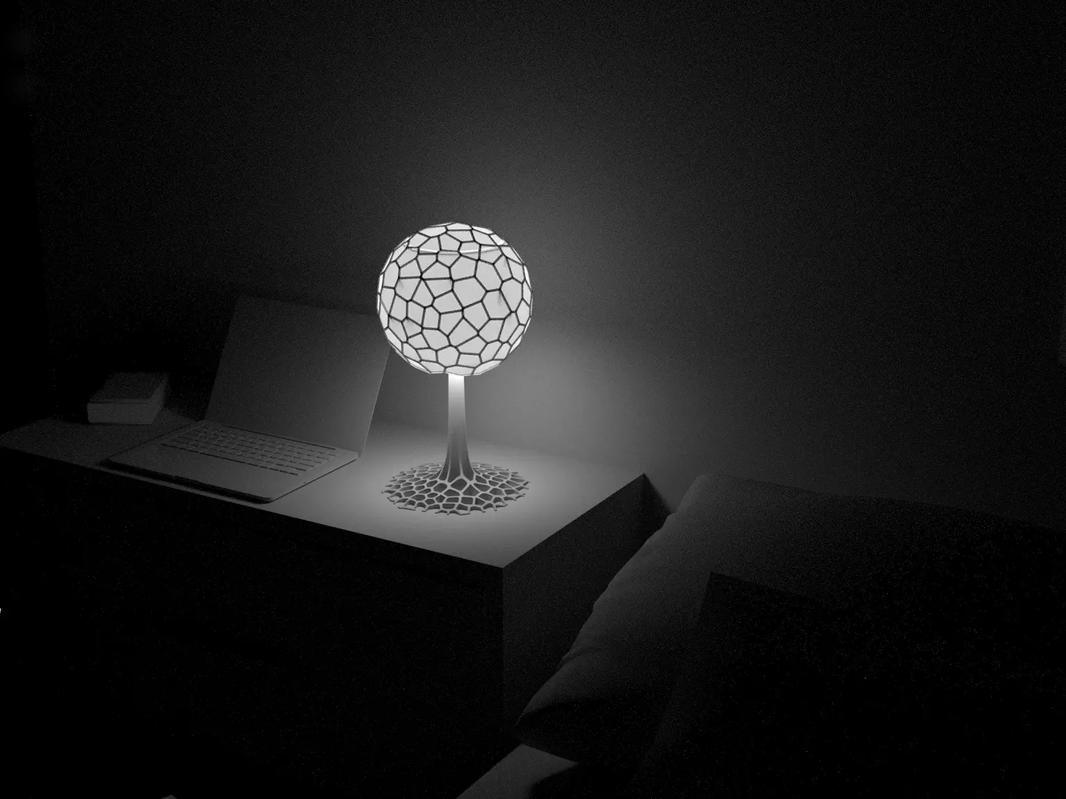 Tree Voronoi Art Lampshade 3D print model_0