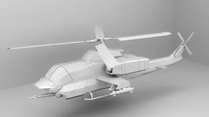 Apache Helicopter Low-poly 3D model