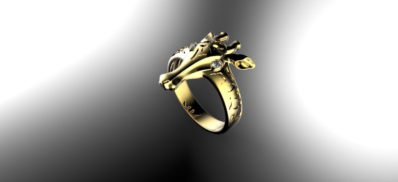Giraffe Ring 3D print model_3