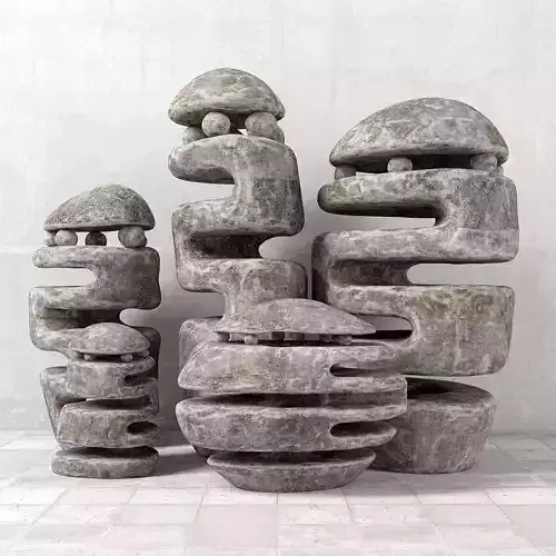 Stone street lamp decor 3D model