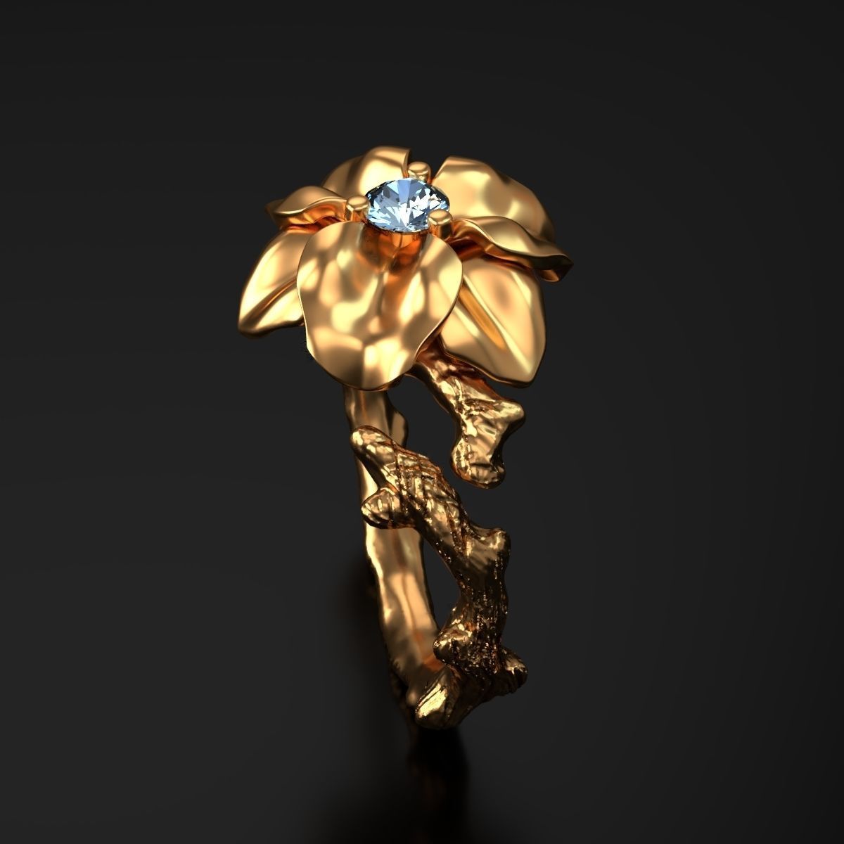 Flower Ring 3D print model_5