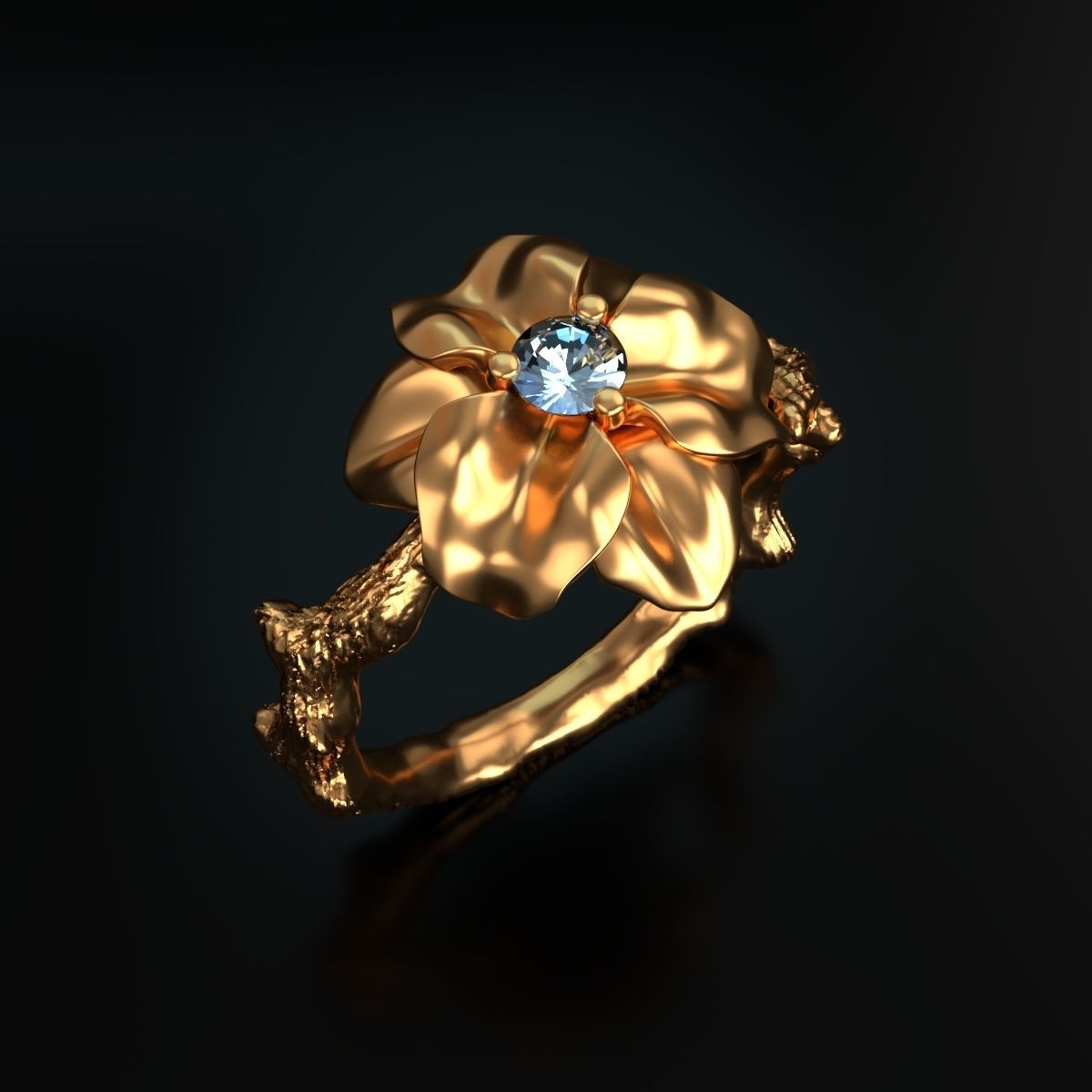 Flower Ring 3D print model_6