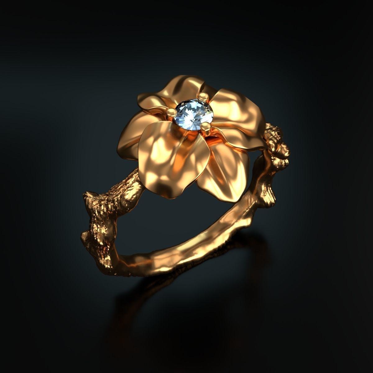 Flower Ring 3D print model_4