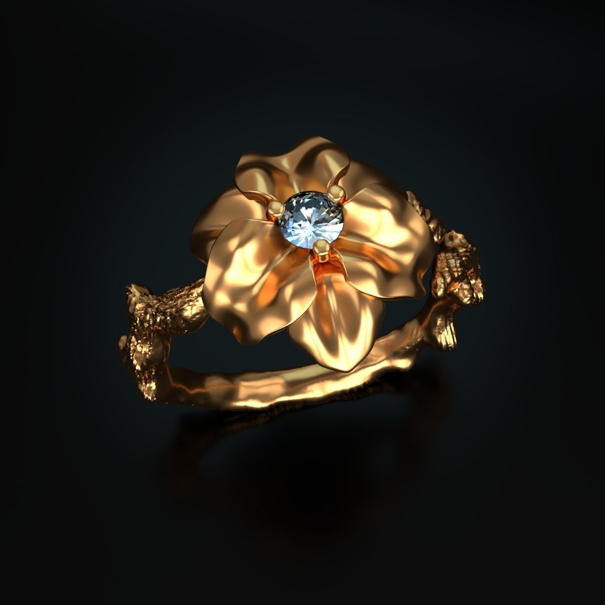 Flower Ring 3D print model_7