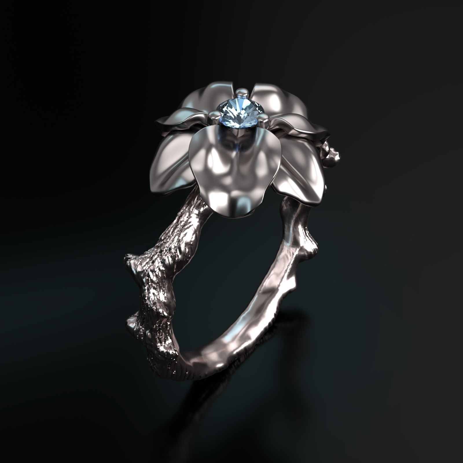 Flower Ring 3D print model_3