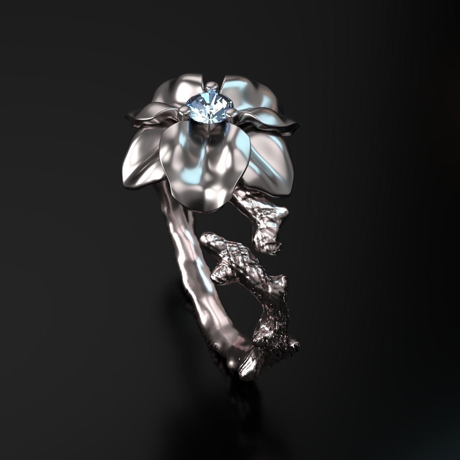 Flower Ring 3D print model_1